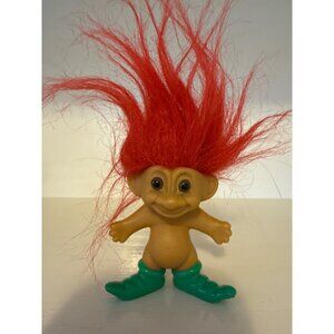 Vintage Russ Troll Doll Elf With Red Hair & Green Boots